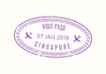 Singapore Passport stamp. Visa stamp for travel. New York international airport grunge sign. Immigration, arrival and departure
